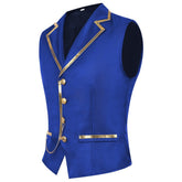 Halloween European and American Medieval Single - Breasted Vest Retro Men's Formal Dress Gold - Edged Vest - Coscosmos